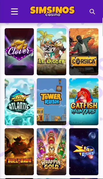 Catalogue de jeux mobile du casino Simsinos